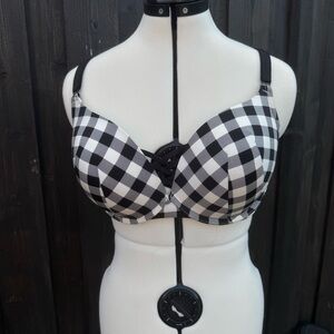 Torrid Curve Black and White Push-Up Bra with Underwire Support